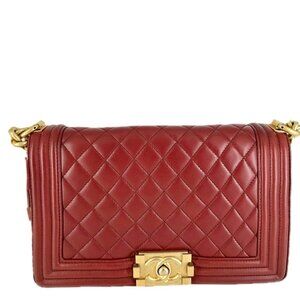 Chanel Quilted Lambskin Medium Boy Red